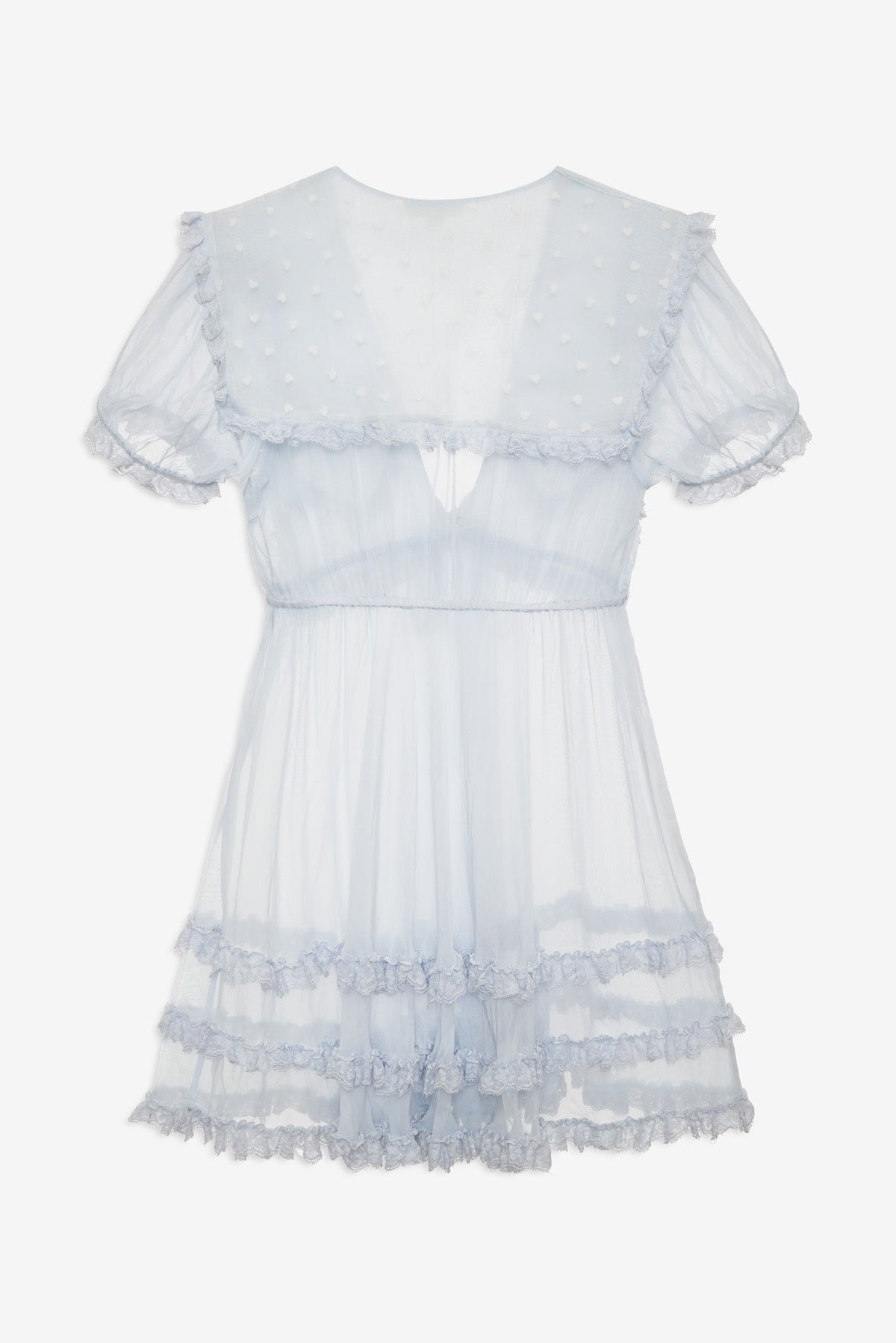 Organza Hearts Babydoll Slip Dress Baby Blue - For Love & Lemons
