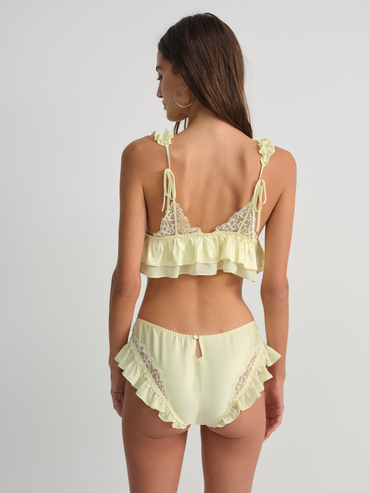 Butterfly Lace Ruffle Bralette Yellow - For Love & Lemons