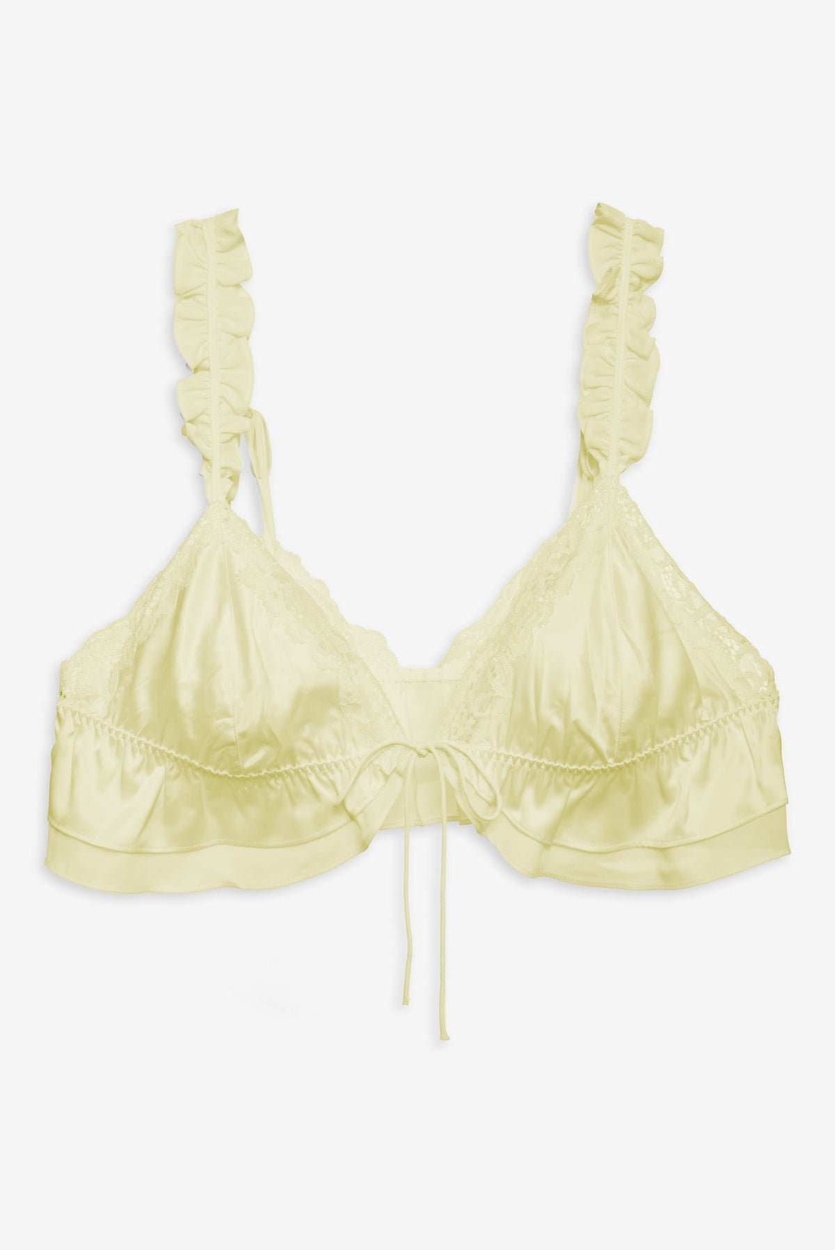Butterfly Lace Ruffle Bralette Yellow - For Love & Lemons