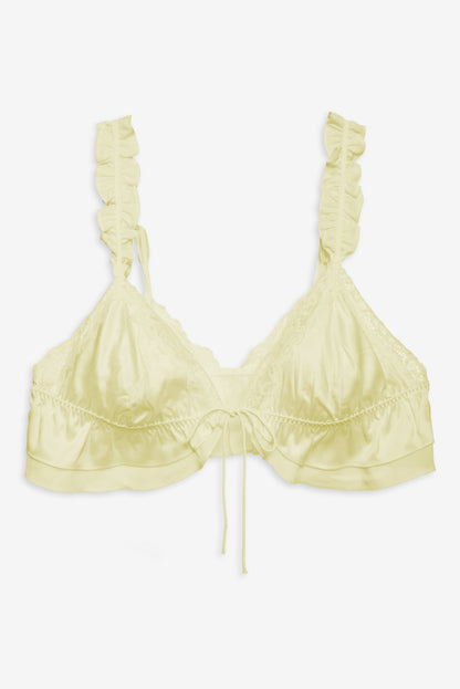 Butterfly Lace Ruffle Bralette Yellow - For Love & Lemons