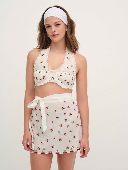 Beaded Cherries Underwire Bra Red - For Love & Lemons