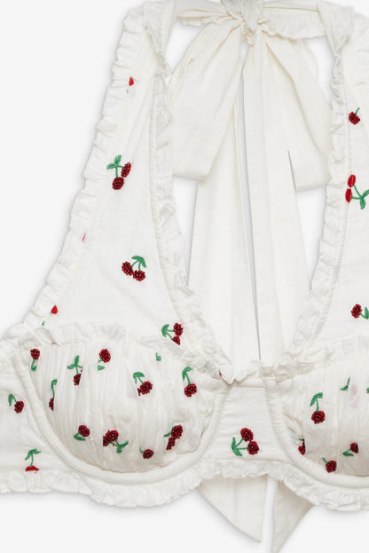 Beaded Cherries Underwire Bra Red - For Love & Lemons