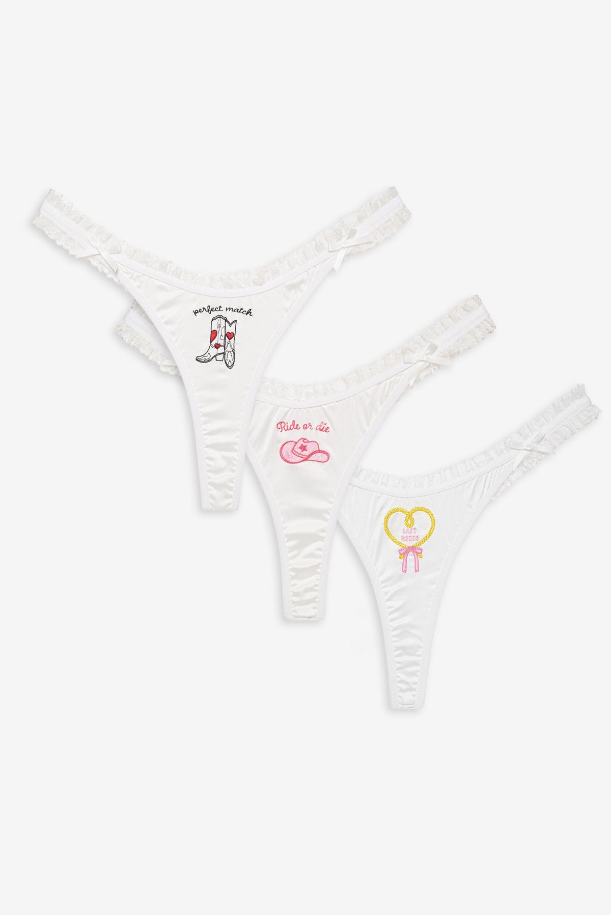 Bachelorette Thong Panty Pack White - For Love & Lemons
