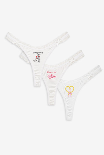 Bachelorette Thong Panty Pack White - For Love & Lemons