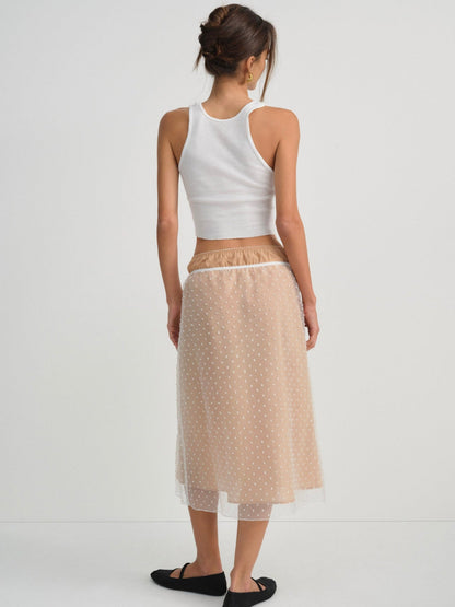 Devon Dot Midi Skirt White - For Love & Lemons