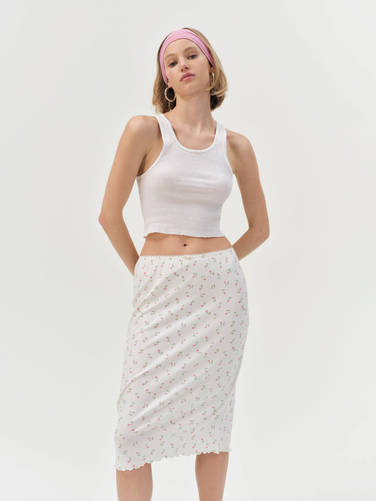 Elliana Midi Skirt White - For Love & Lemons