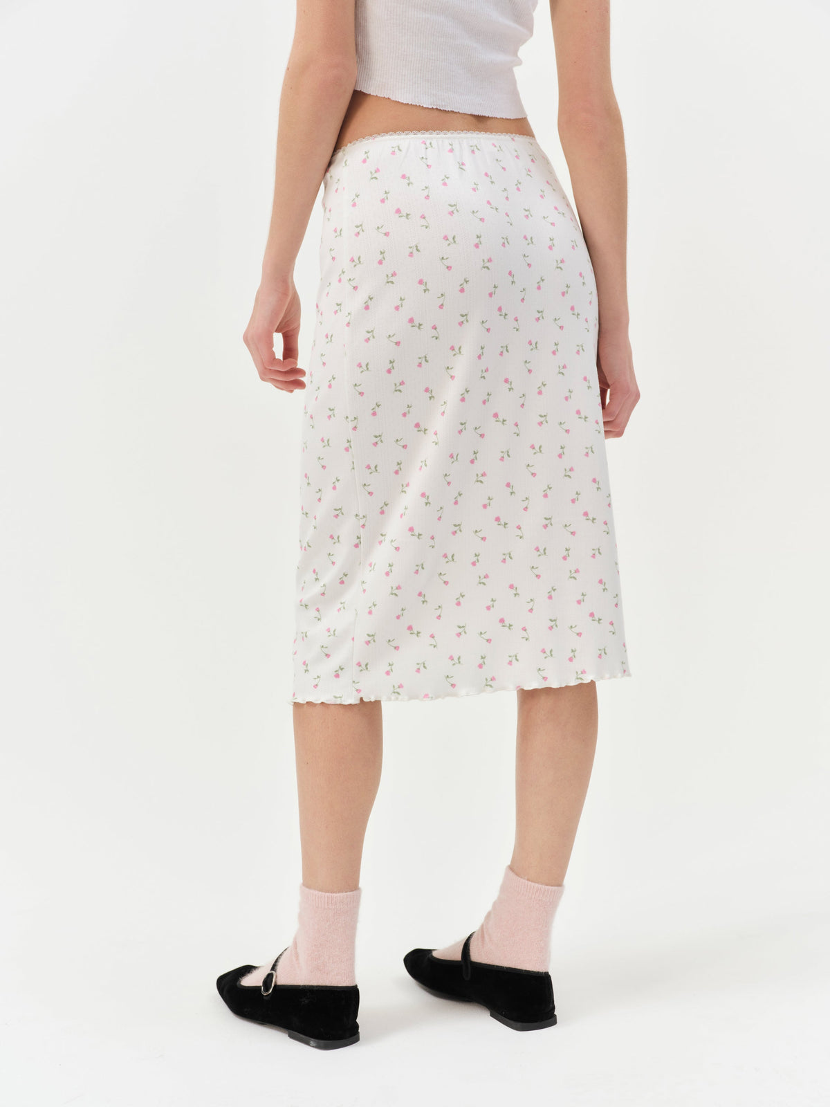 Elliana Midi Skirt White - For Love & Lemons