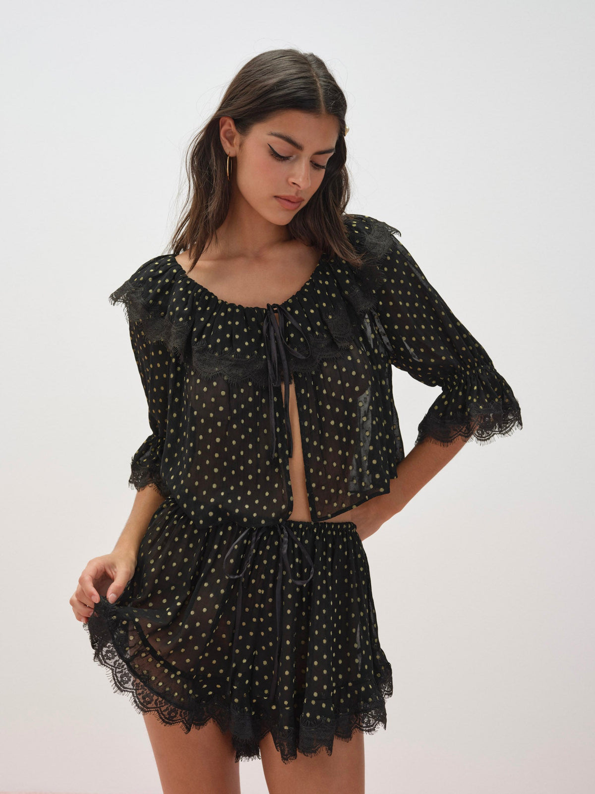 Liz Lurex Dot Top Black - For Love & Lemons