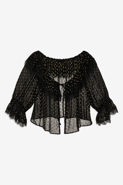 Liz Lurex Dot Top Black - For Love & Lemons