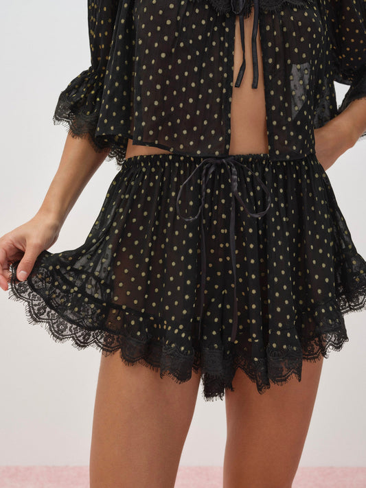Liz Lurex Dot Short Black - For Love & Lemons