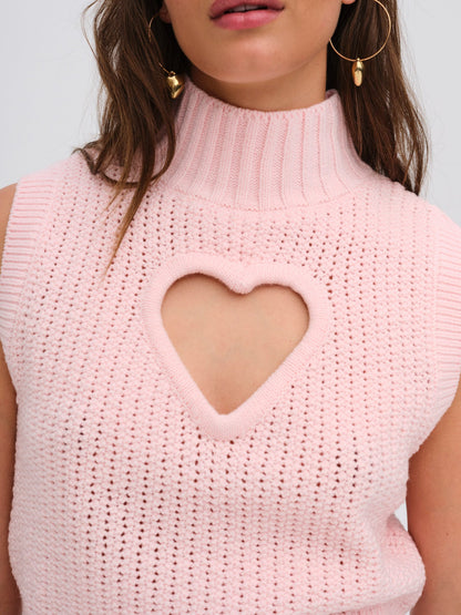 Rebecca Heart Sweater Vest Pink - For Love & Lemons