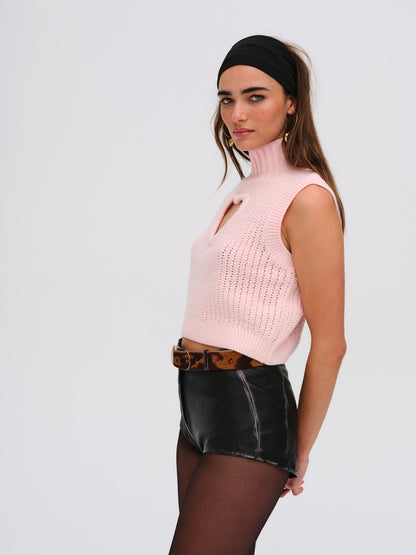 Rebecca Heart Sweater Vest Pink - For Love & Lemons