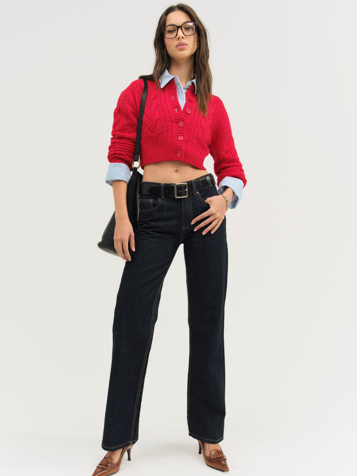 Camille Cable Knit Cardigan Red - For Love & Lemons