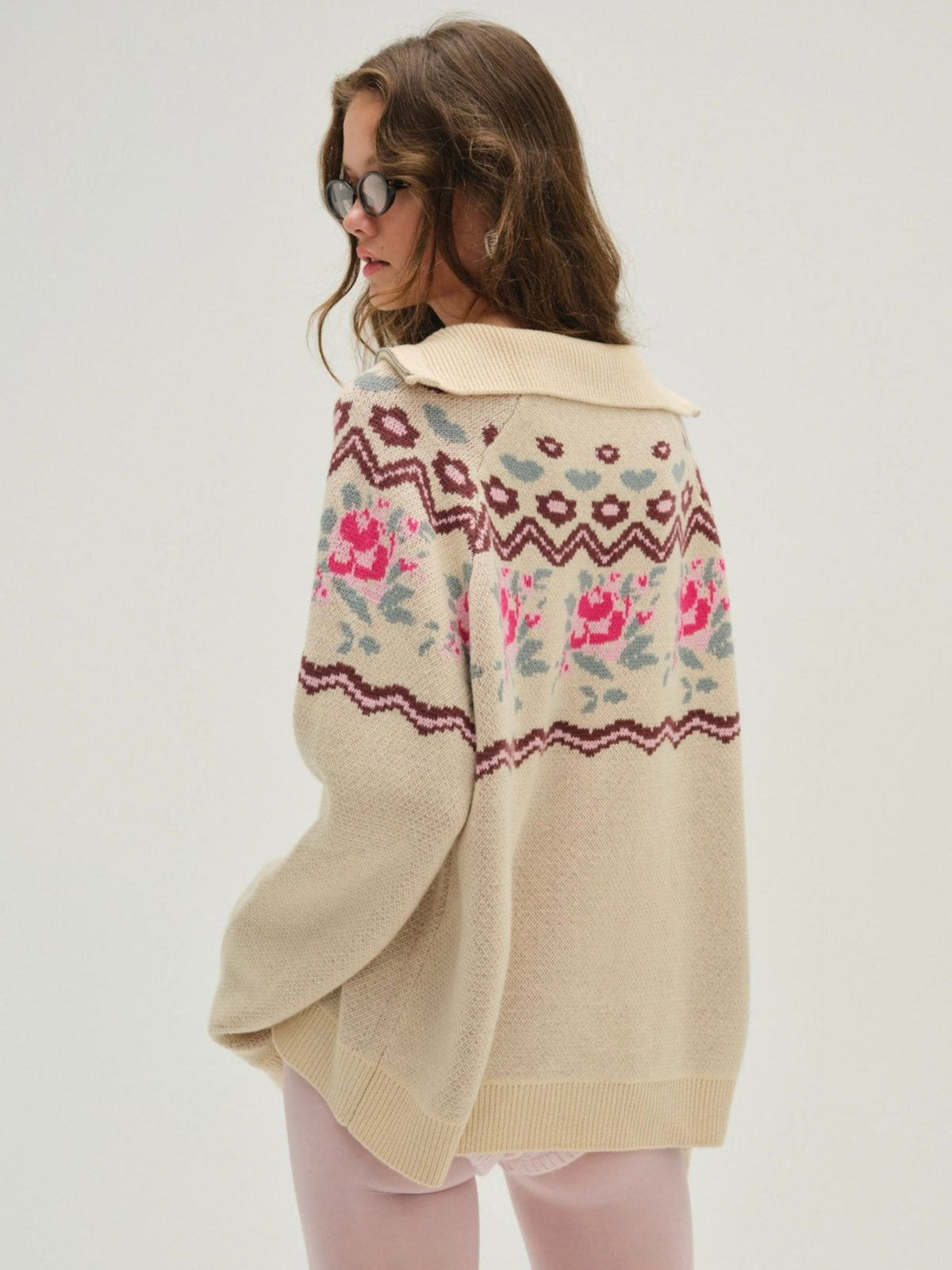 Ski Lodge Zip-Up Sweater Cream - For Love & Lemons