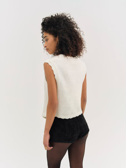 Molly Embroidered Sweater Vest Cream - For Love & Lemons