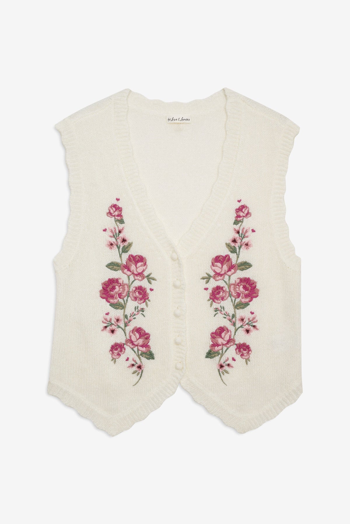 Molly Embroidered Sweater Vest Cream - For Love & Lemons