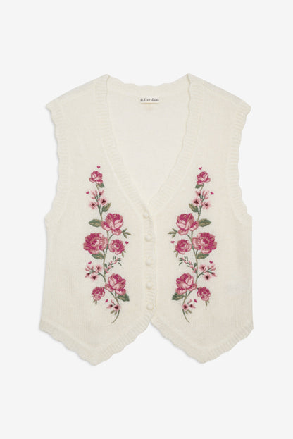 Molly Embroidered Sweater Vest Cream - For Love & Lemons