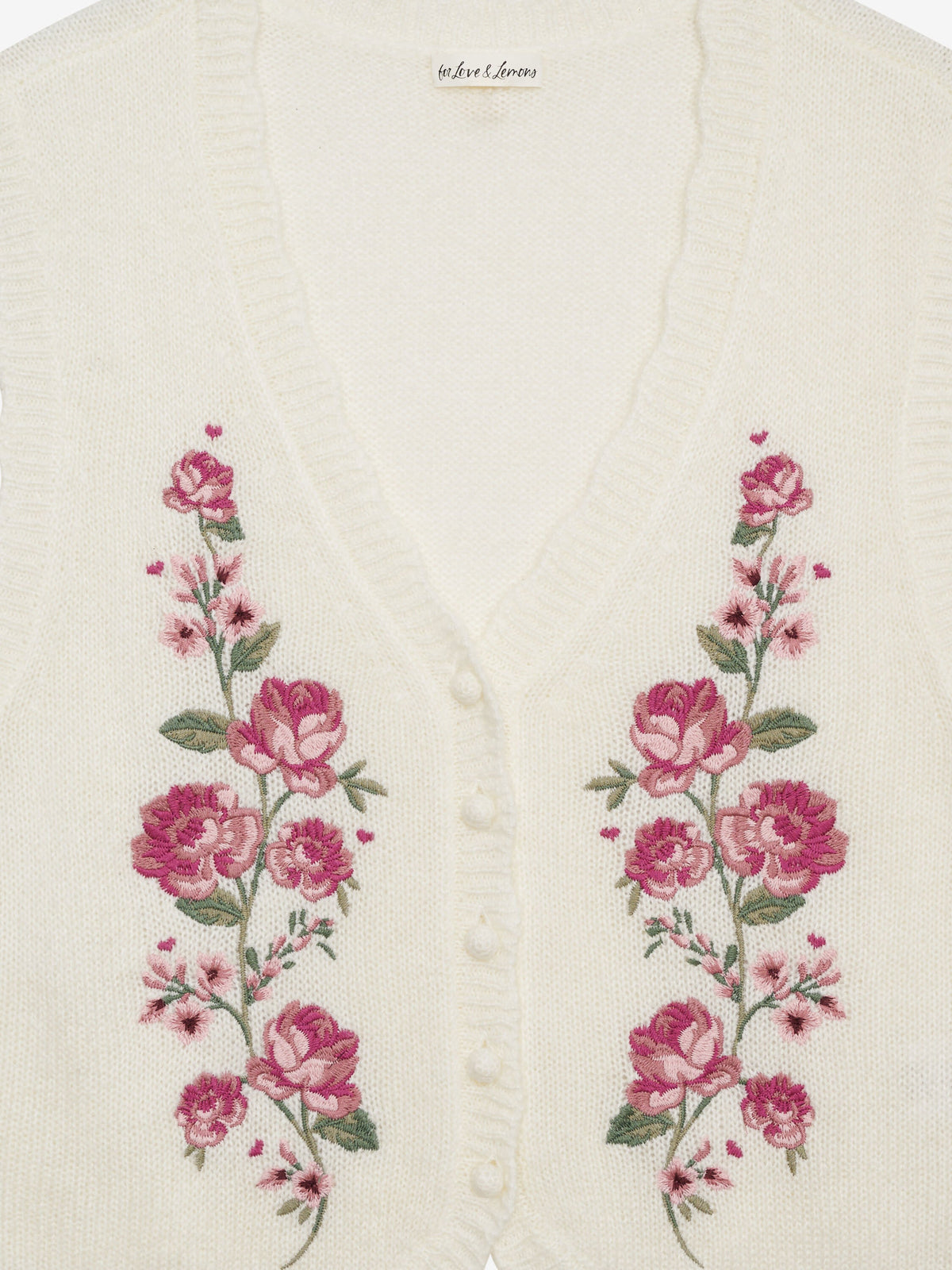 Molly Embroidered Sweater Vest Cream - For Love & Lemons