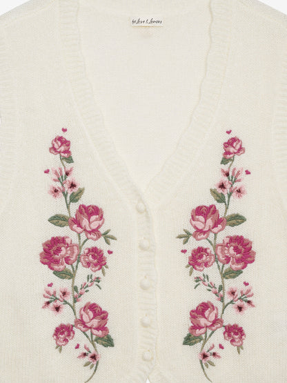 Molly Embroidered Sweater Vest Cream - For Love & Lemons