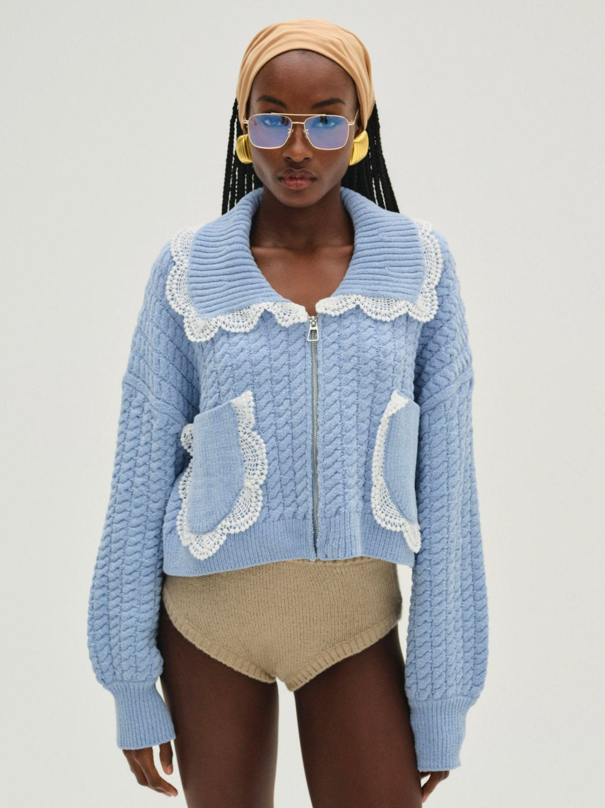 Tierra Knit Jacket Blue - For Love & Lemons