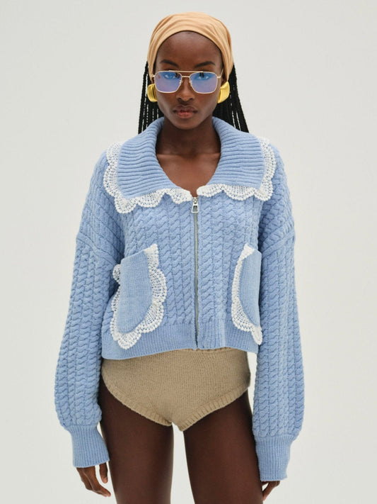 Tierra Knit Jacket Blue - For Love & Lemons