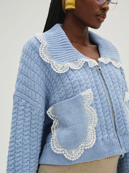 Tierra Knit Jacket Blue - For Love & Lemons