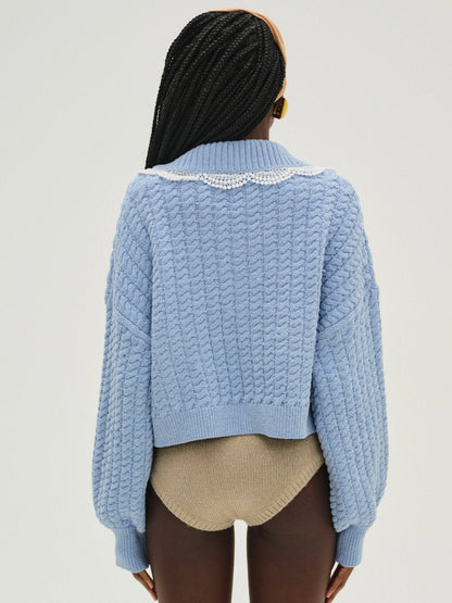 Tierra Knit Jacket Blue - For Love & Lemons