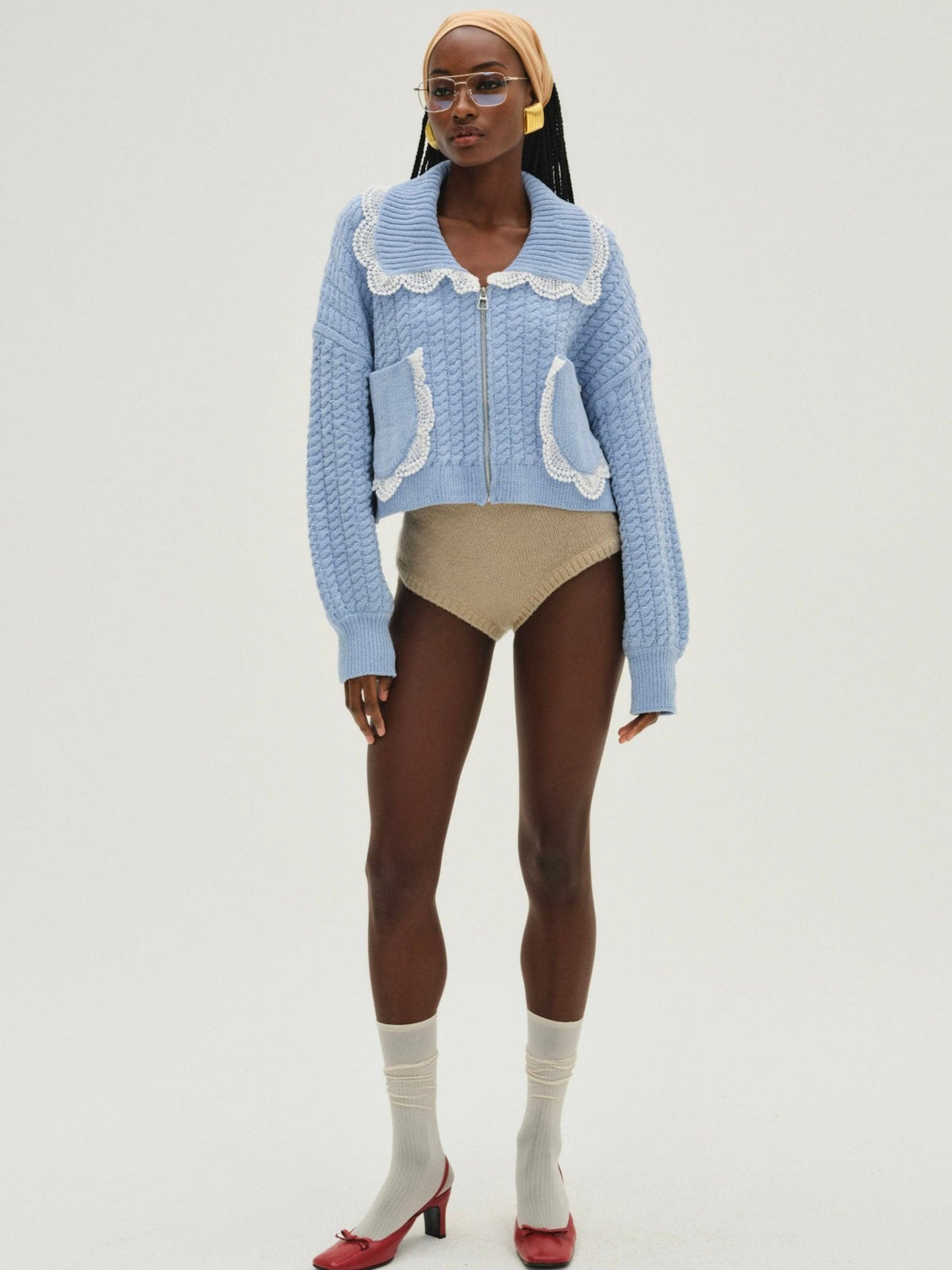 Tierra Knit Jacket Blue - For Love & Lemons