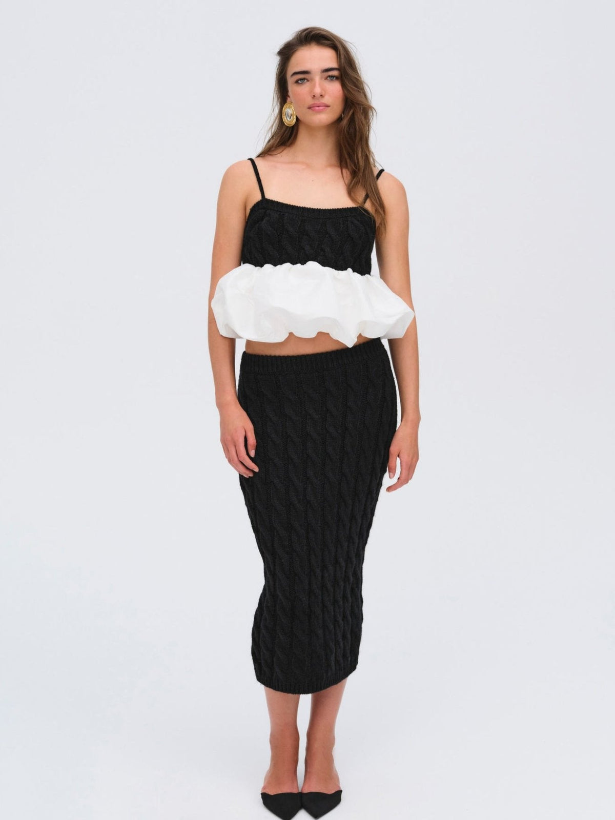 Lise Knit Midi Skirt Black - For Love & Lemons