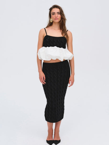 Lise Knit Midi Skirt Black - For Love & Lemons