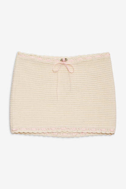 Kelsey Crochet Mini Skirt Cream - For Love & Lemons
