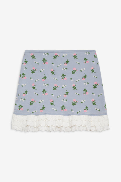 Amalia Knit Mini Skirt Blue - For Love & Lemons