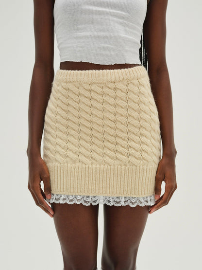 Milana Knit Mini Skirt Cream - For Love & Lemons