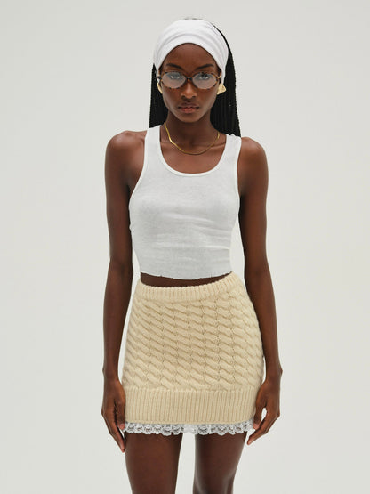 Milana Knit Mini Skirt Cream - For Love & Lemons