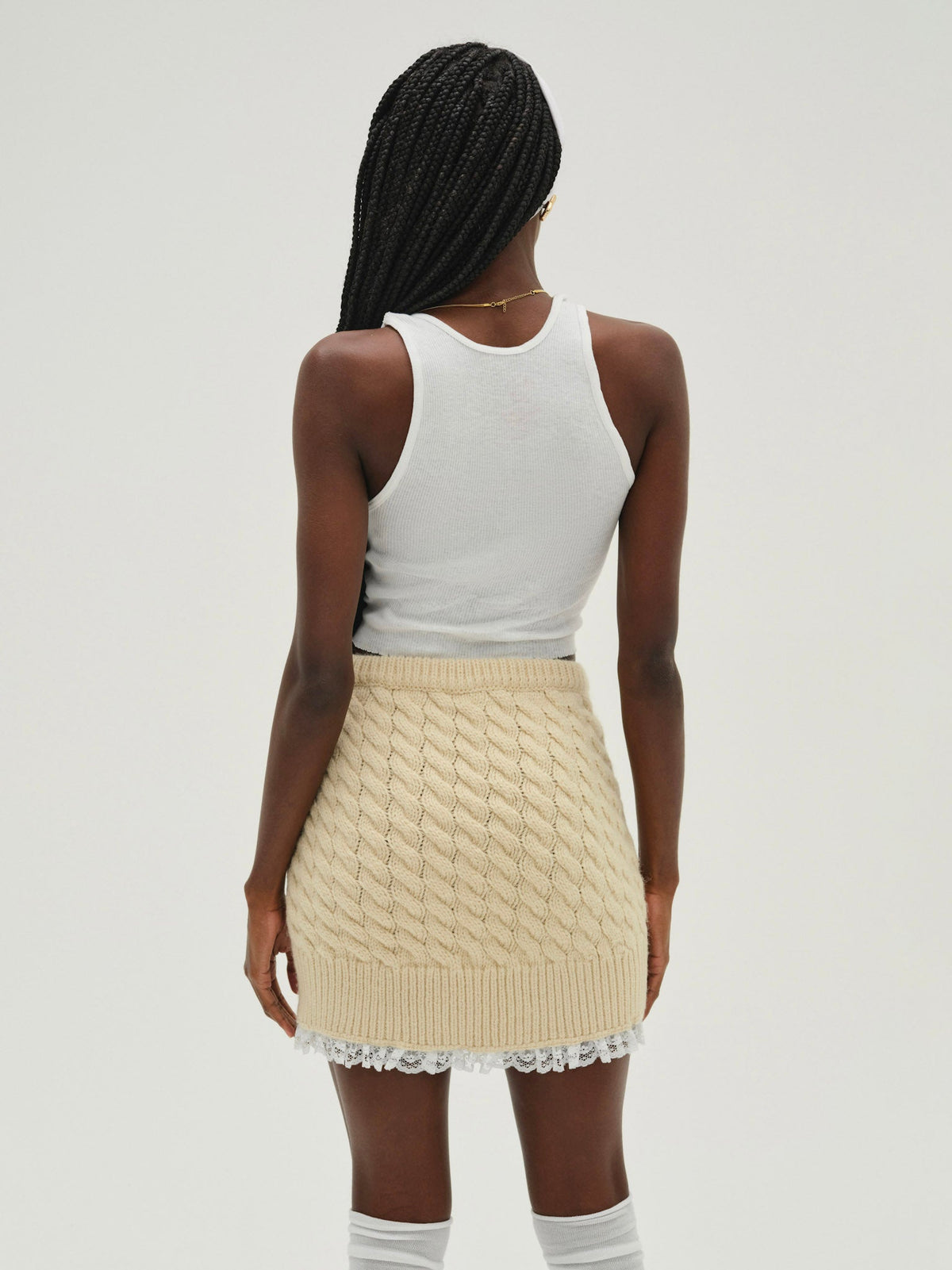 Milana Knit Mini Skirt Cream - For Love & Lemons