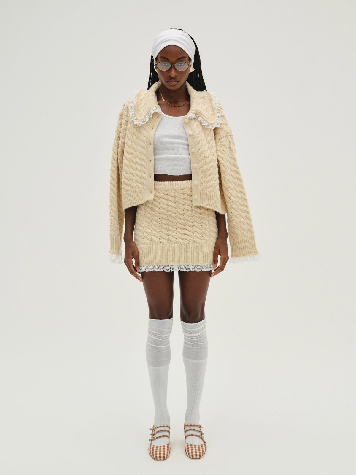 Milana Knit Mini Skirt Cream - For Love & Lemons