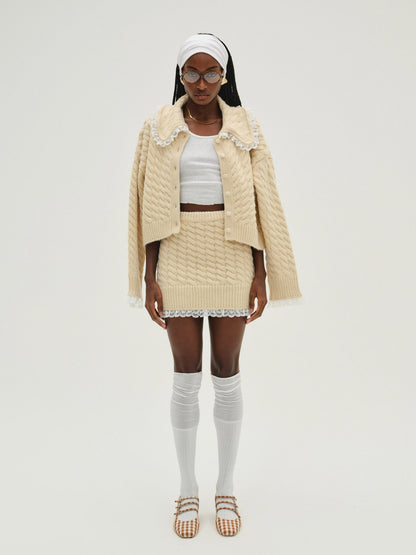 Milana Knit Mini Skirt Cream - For Love & Lemons