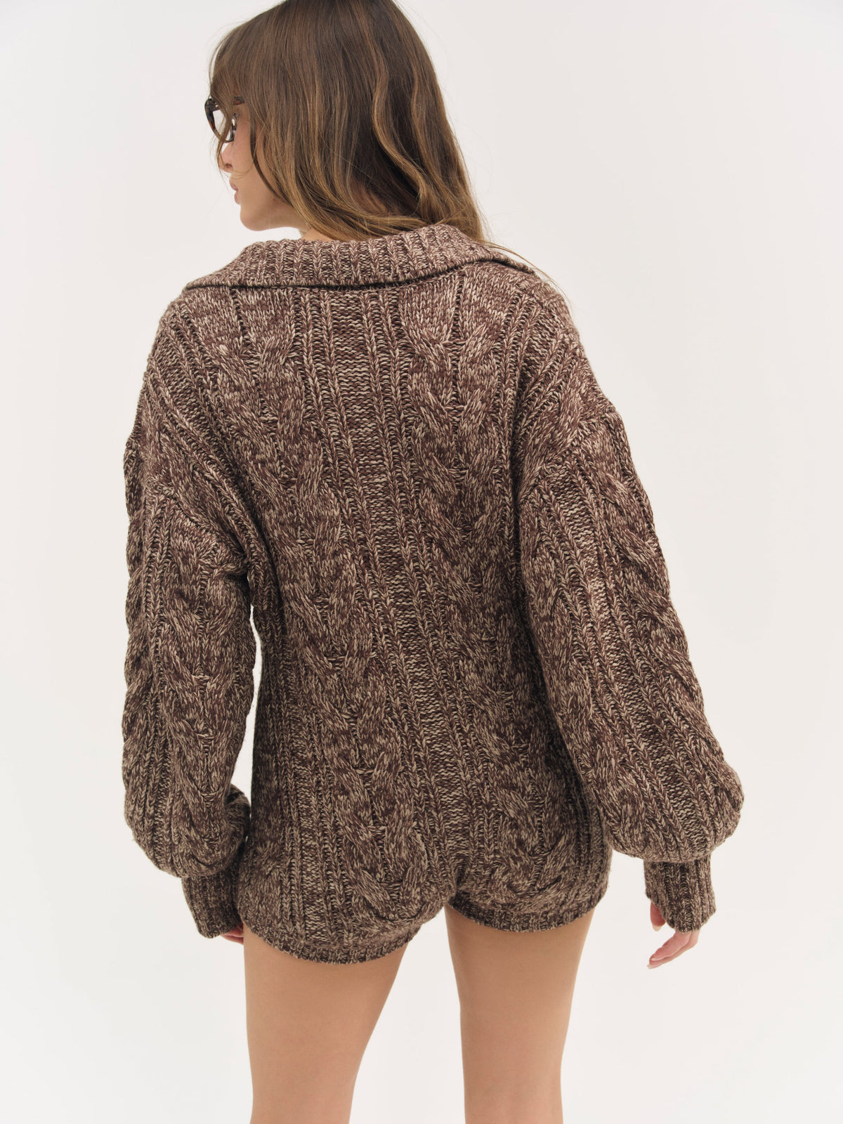 Nathalie Knit Romper Brown - For Love & Lemons