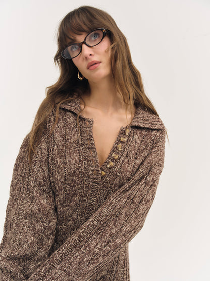 Nathalie Knit Romper Brown - For Love & Lemons