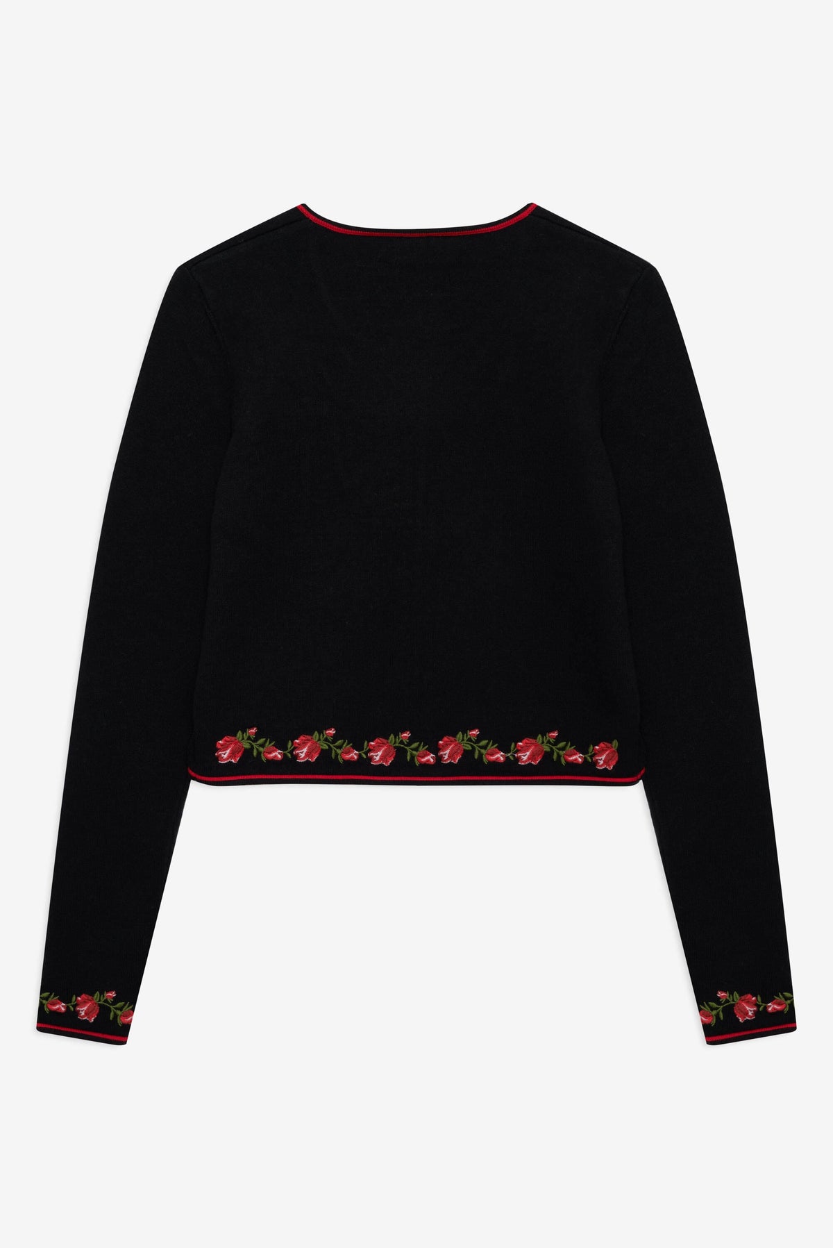 Rose Waltz Embroidered Knit Cardigan Black - For Love & Lemons