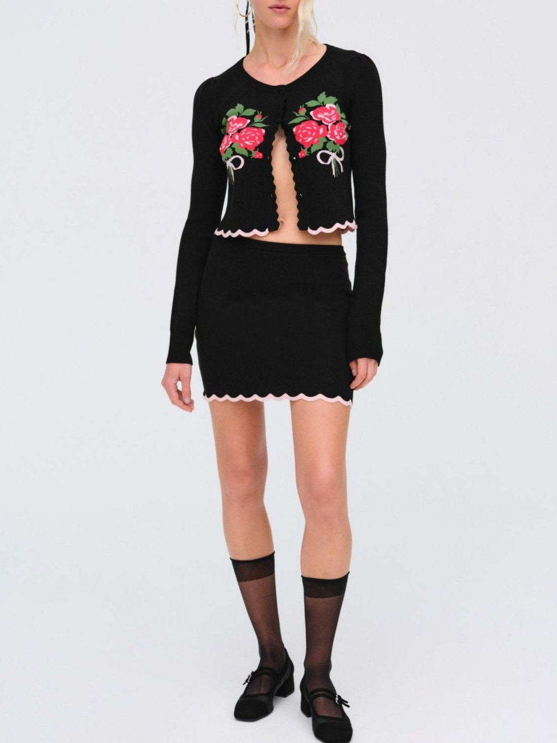 Donella Knit Mini Skirt Black - For Love & Lemons