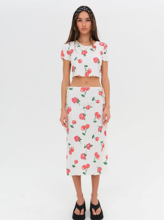 Wilma Midi Skirt Red - For Love & Lemons