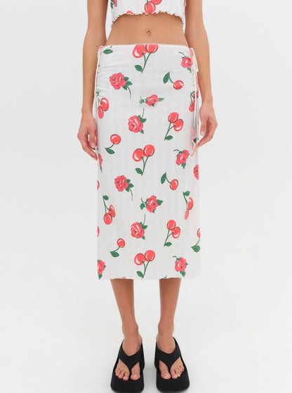 Wilma Midi Skirt Red - For Love & Lemons