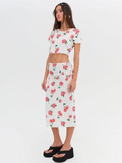 Wilma Midi Skirt Red - For Love & Lemons