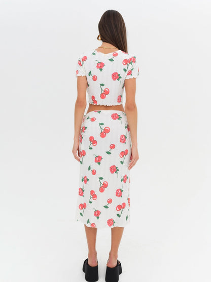 Wilma Midi Skirt Red - For Love & Lemons