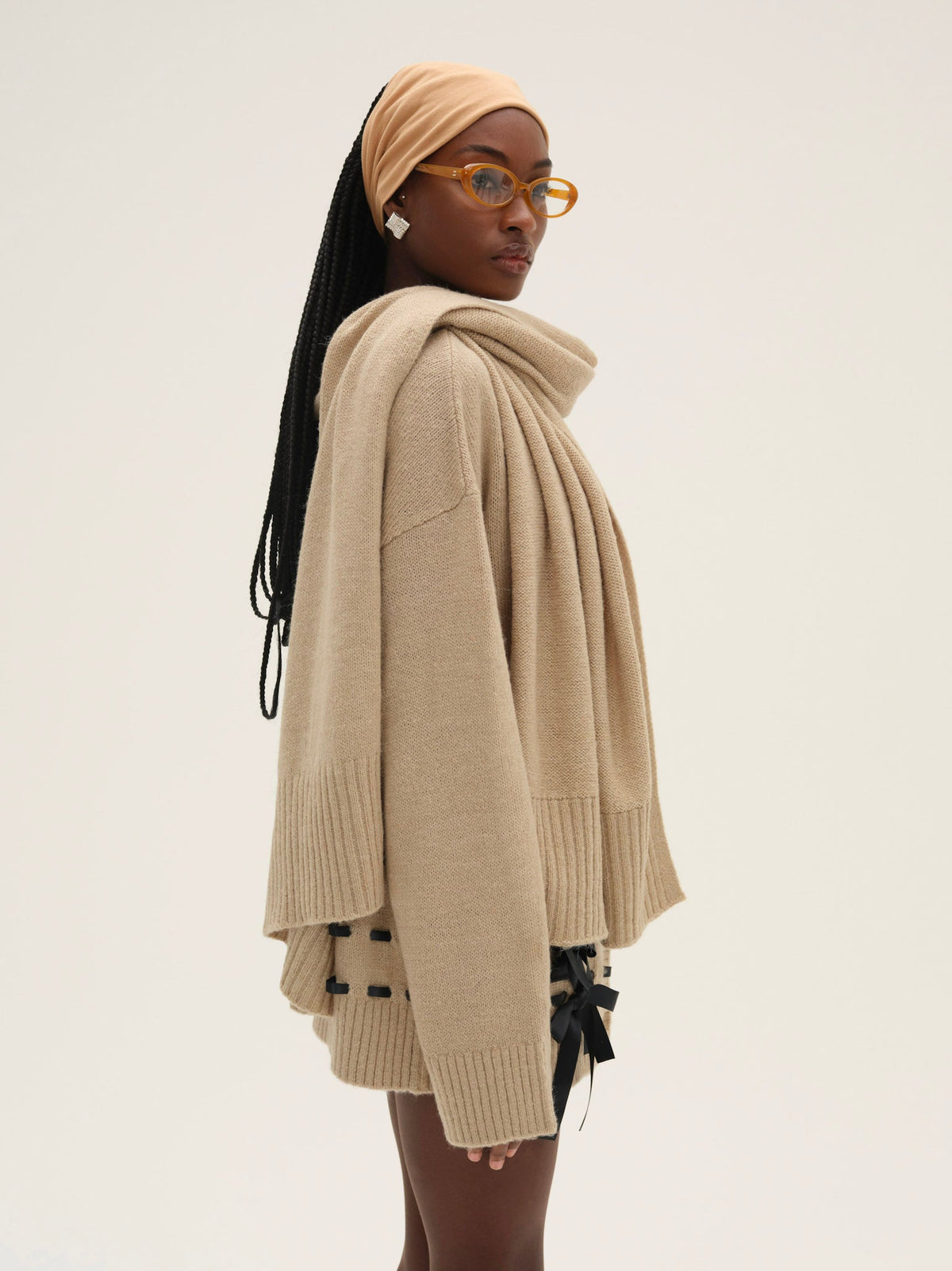 Solana Cardigan with Scarf Tan - For Love & Lemons