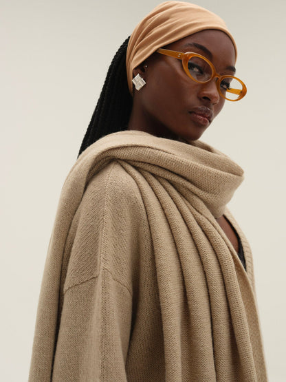 Solana Cardigan with Scarf Tan - For Love & Lemons