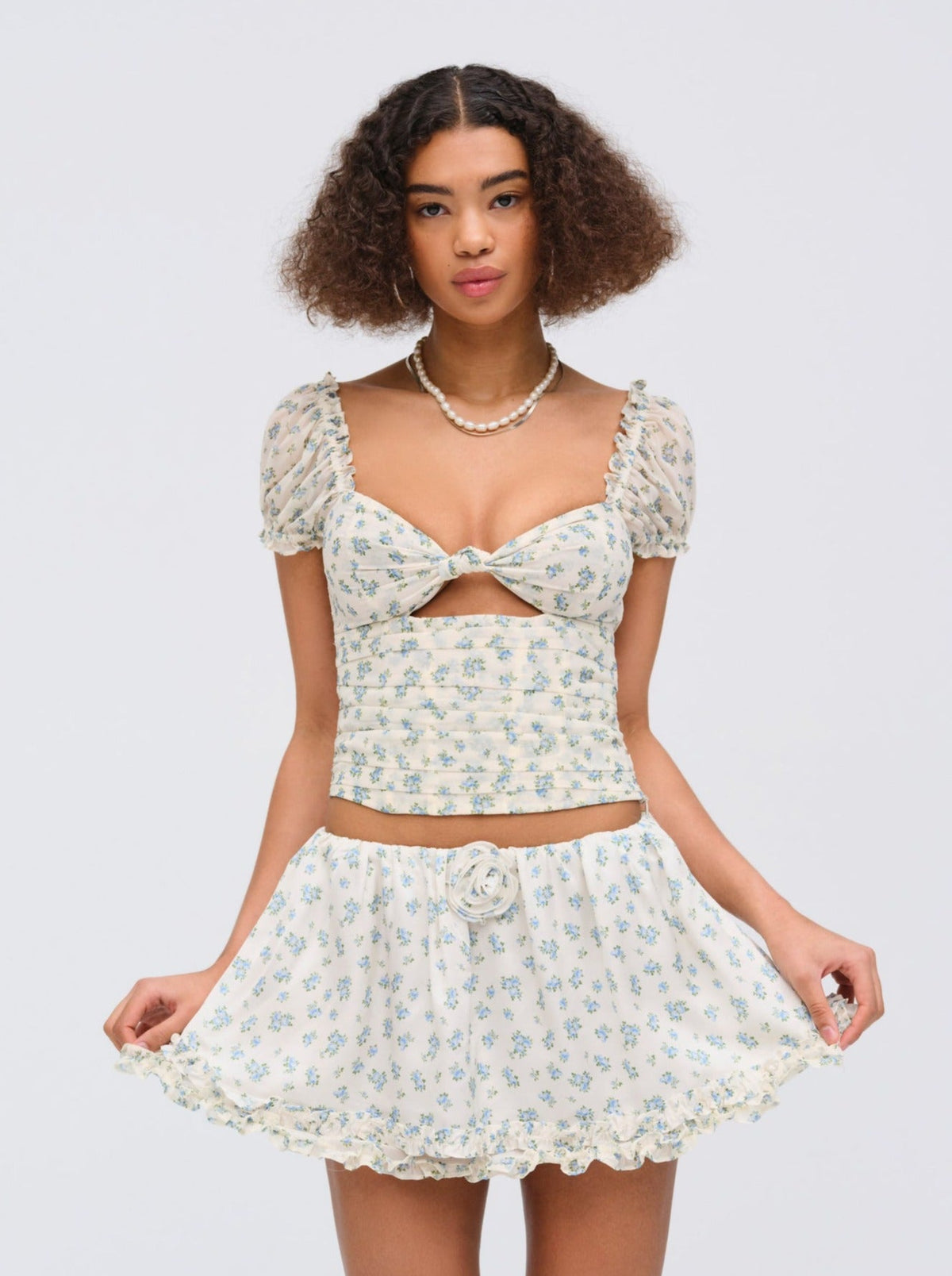 Chateau Mini Skirt Blue - For Love & Lemons