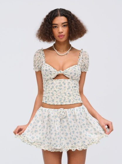 Chateau Mini Skirt Blue - For Love & Lemons