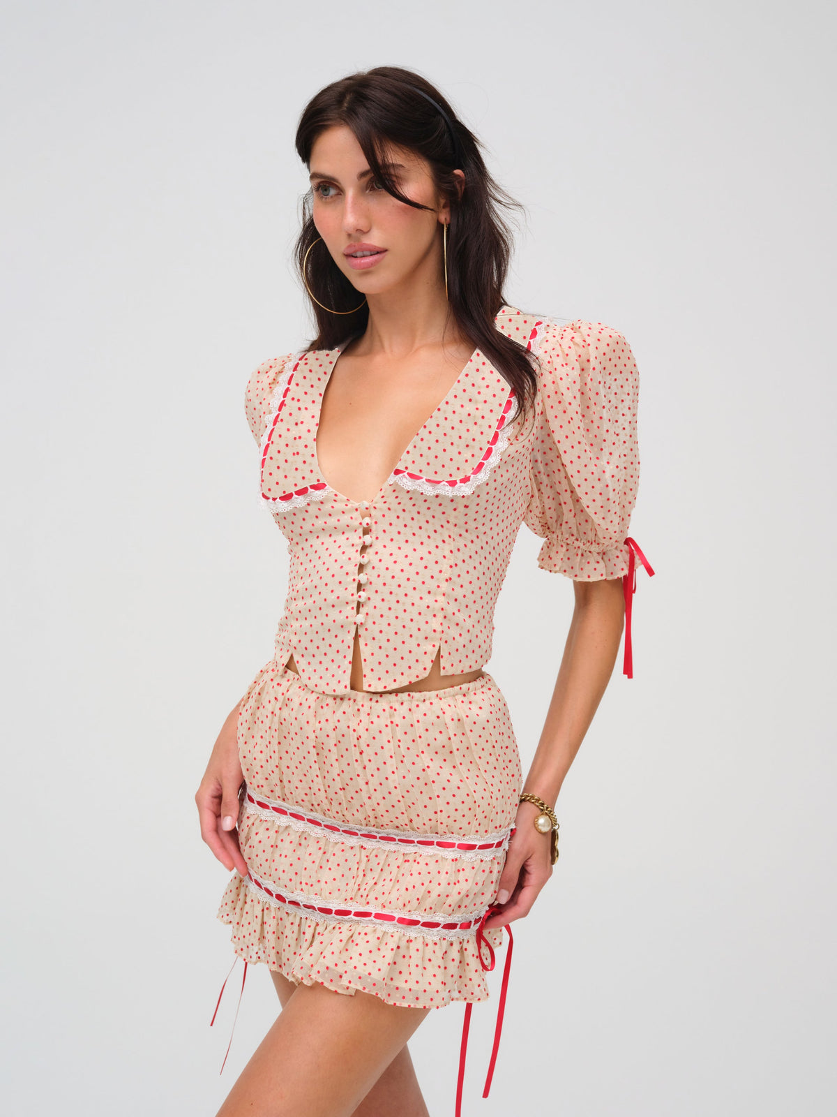 Love Dot Mini Skirt Cream - For Love & Lemons